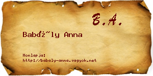 Babály Anna névjegykártya